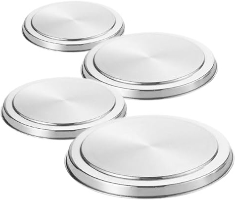 DOITOOL Couvercles Ronds Protection la Cuisine en Acier Inoxydable et Optimisation D'espace Lot de 4 Facile à Entretenir Argentée pour Brûleurs Électriques et Gaz