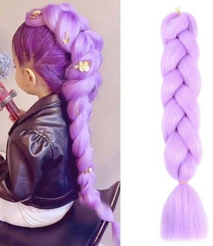Violeta Claro Pelo Para Trenzas Africanas 24 1 Pieza/Lote for Mujer Para Trenzas Pelo Sintetico Postizo Para Trenzas Treasure Lilac Colors Braiding Hair Extensiones