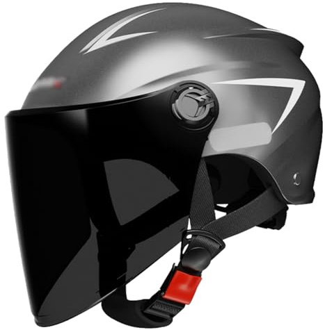 Casco Jet Da Moto Con Visiera Parasole Per Uomo E Donna, Casco Da Moto Demi-Jet, Casco Da Scooter Omologato ECE 22.06, Casco Da Motociclista A Mezzo Casco J,54-61cm