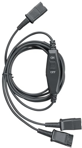 Training Y Splitter Adapter Cable to QD Headphone Compatible with All Plantronics Quick Disconnect Headsets with in-line Volume Mute Controls for Call Center, Supervising, Training, PC, Landline Phone
