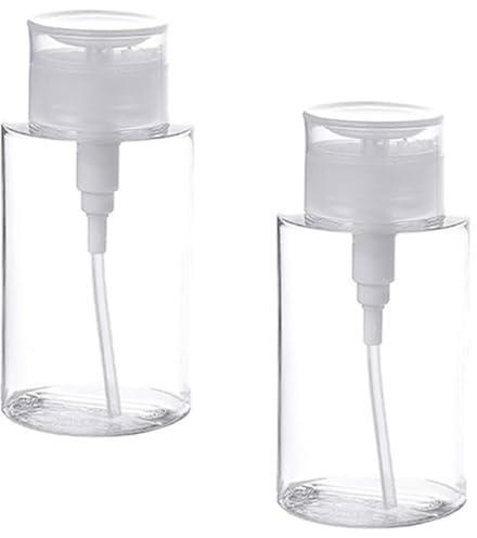 Plastique Distributeur à Pompe Flacon de Soin Vide Rechargeable, 200ml | Distributeur Dissolvant Pompe, Lot de 2 Pièces, Surface Lisse, Usage Hôtel et Toilettes