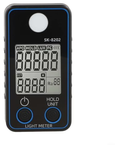 Zoegneer Digitales Lux-Messgerät, Beleuchtungsstärke und Farbtemperatur-Tester mit CRI-Messung, hohe Leuchtdichte, 0,5 bis 300000 LUX Bereich für LED-Lichtbewertung heiß (SK-8 202)