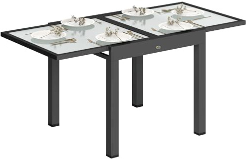 Outsunny Tavolo da Giardino Allungabile 4-6 Persone 80/160x80cm Trasparente