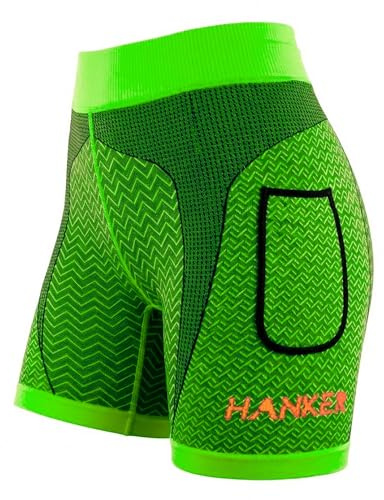 HANKER Mallas Cortas de compresión Mujer Cintura Alta para Running | 85% poliéster, 10% elastano, 5% poliamida, cintura alta, bolsillos, costuras planas, para trail