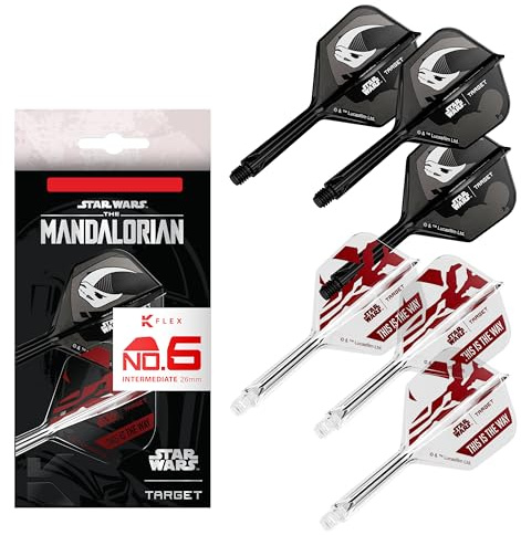Target Darts Star Wars Mandalorian K Flex Integrated Dart Flights & Shafts | Character Inspired Pack of 3 K-Flex, No.6 | Disney K-Flex Accessories, Intermediate (26mm)