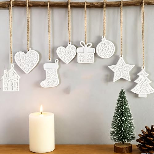 Silikonformen Gießformen Weihnachten, 4 Stück Silikonform Weihnachten Anhänger Silikonform Tannenbaum Stern Gipsformen zum Gießen Gießform Herz Anhänger Gießformen Silikon für DIY (F)