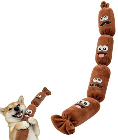 Squeaky Dog Toy, Realistic Sausage Shape Plush Toy | ,Soft Stuffed Puppy Interactive Chew Toy for Indoor Bedroom Outdoor Patio Garden, Pet Supplies