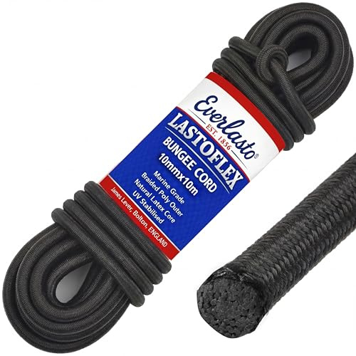 Everlasto 'Lastoflex' Elastic Bungee Cord Shock Cord Rope Black 10mm x 10M