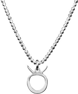 SILBERMOOS Sternzeichen Damen Kette Stier Taurus, Anhänger mit Kugel-Kette 45 cm diamantiert aus Italien, 925 Sterling Silber