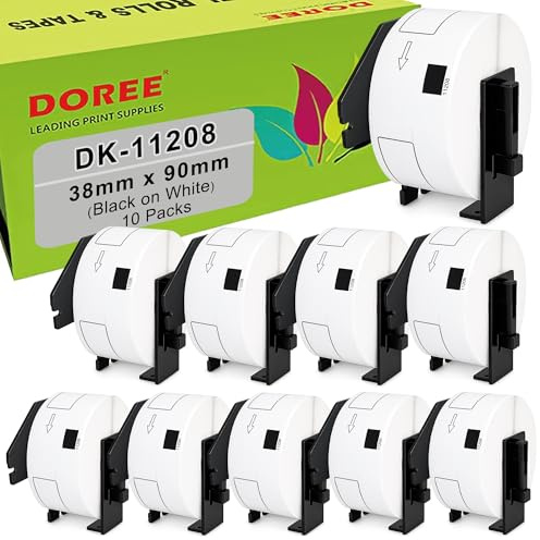 DOREE 10 Rotoli DK-11208 38 x 90mm Etichette per indirizzi 400/rotolo