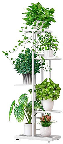 ZZBIQS 5 Niveaux Support pour Plantes, Étagère pour Plantes en Métal, Porte Plantes D'intérieur pour Plusieurs Plantes, Support Pot de Fleur le Balcon du Jardin, Salon, Bureau (98x43x22cm, Blanc)