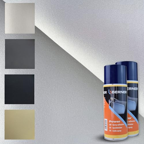 TENDAGGIMANIA Tessuto Cielo Auto Kit + 2 Colla Spray Alte Temperature - Modello Vellutino Colore Grigio 184 - Misure L.3,5 MT X H.1,5 MT Ripara Tetto Auto Scollato