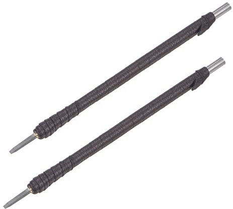 sourcing map Madera Cinceles Cuchillo, 2mm Tungsteno Carburo Plano Punta Talla Carpintería Manual Herramienta 150mm (6 Pulgadas) Longitud con Cuero Tela Mango, 2 Piezas