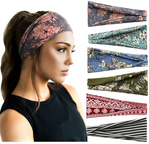 DRESHOW 6 Paket Pannband för Kvinnor Vintage Boho Head Wrap Hårband Söta Håraccessoarer