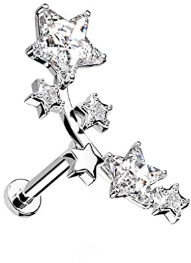 Treuheld® Labret Piercing mit Kristall Sternen | 2 Größen | 3 Farben