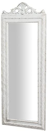 Biscottini Sovrumsspegel 91 x 34 x 5 cm tillverkad i Italien | Antik vit shabby spegel | väggmonterad badrumsspegel | Väggspegel