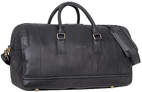 STILORD Edson läder weekender för herrar stora damer läderväska vintage resväska stor handbagage resebag sportväska vattentålig duffelväska äkta läder Farbe:Svart