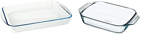 Pyrex Asador rectangular de cristal, 40 x 27 cm & OPTIMUM - Fuente de forma rectangular, 31 x 20 cm