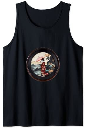 Castle Sakura Garden A Lady Beautiful Japanese Umbrella Tank Top