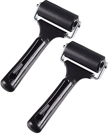 TEHAUX 2pcs Rubber Roller Set 15cmx6cm Heavy Duty Metal Frame Anti-Skid Stamping Tools for Ink Printing and Craft Artwork