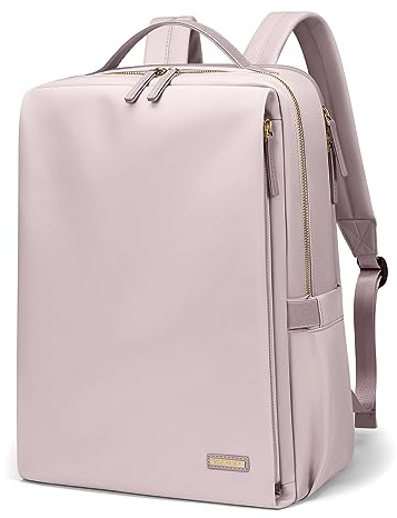 Elegante Zaino per Laptop da Donna Approvato Dalla Compagnia Aerea Perfetto per il Lavoro, l'università e i Viaggi Zaino Multifunzionale Casual Adatto a Notebook da 15,6 Pollici (Grigio Rosato)