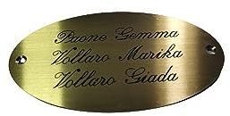 Namensschild aus Messing, 7,5 x 14 cm, oval, flach, 3 Streifen, Englisch oder Druck mit 2 Löchern, Gravur, personalisierbarer Raum, Büro oder Totenschild + 1 Schlüsselanhänger