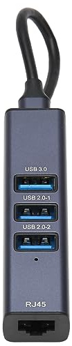 Adaptador USB C a Ethernet, 4 en 1, Transferencia de Datos de 5 Gbps, Concentrador USB C, Puerto Gigabit Ethernet RJ45 para Portátiles