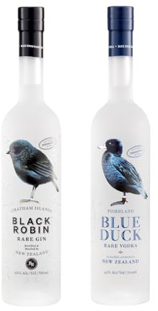 Black Robin Gin & Blue Duck Vodka Bundle | 2 x 70cl @ 43% ABV | Award winning small batch spirits from New Zealand