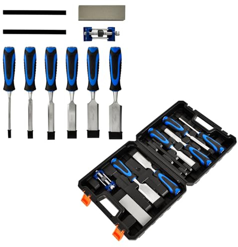 VickyHome 10PCS Wood Chisel Sets - Woodworking Tools with CR-V Alloy Blades, Bevel Edge, Rubber Handles - Perfect for Wood Carving, Furniture Repair & Crafts