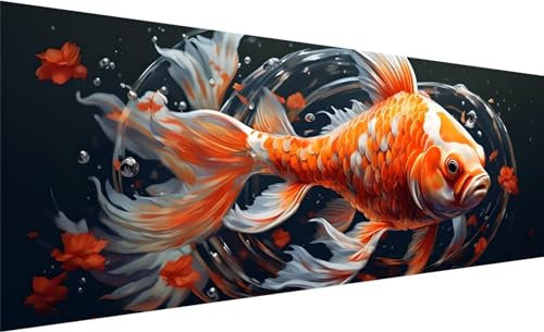 Diamond Painting XXL 180x60 cm, 5D DIY Koi Diamond Painting Eckige Steine Strass Cross Stickerei Kunst Kits, Diamond Painting Zubehör Set Basteln Erwachsene, Geschenk für Diamond Painting Blume U-3