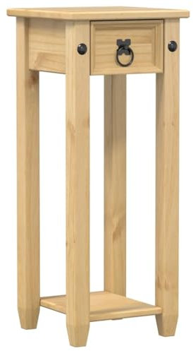 vidaXL Pflanzenständer, Blumenständer mit Metallgriff, Blumenhocker für Flur Terrasse Balkon Garten, Blumensäule, Massivholz Kiefer