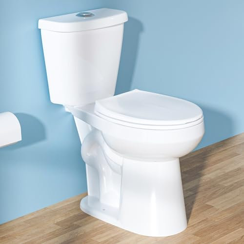 HOMLYLINK 19 Inch ADA Compact Tall Toilet for Seniors 1.1/1.6 GPF White