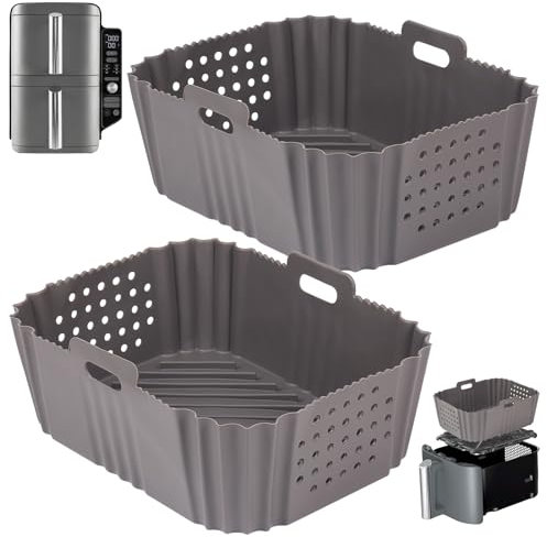 BYKITCHEN Heißluftfritteuse Zubehör für Ninja Double Stack XL Heißluftfritteuse SL400EU, 2 Stück Airfryer Silikonform für Ninja SL400EU 9.5L, Air Fryer Silikon Einsatz, Heißluftfritteuse Backform