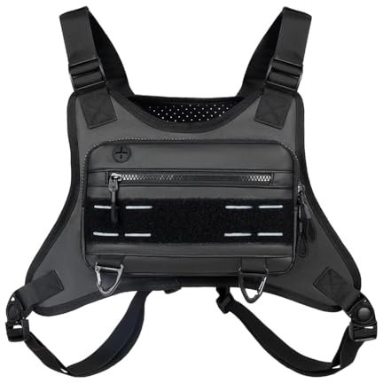 Bolsa de pecho deportiva, bolsa transpirable para teléfono celular con tira reflectante y ganchos portátiles para entrenamientos, ciclismo, senderismo, caza, Classique