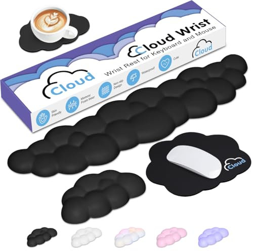Cloud Handballenauflage Tastatur Handballenauflage mit rutschfester Unterseite für Computer Gaming Handgelenkauflage, YAMJUG Cloud Armlehne Tastatur Handgelenkpolster Schwarz
