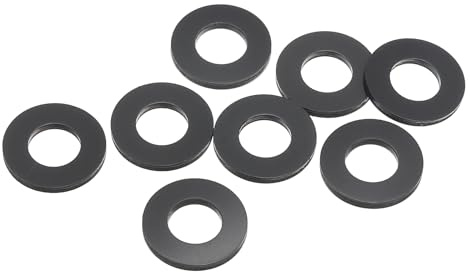 PATIKIL Arandela Plana De Nylon M10, Paquete De 8, Diámetro Interno 10mm, Diámetro Externo 20mm, Espesor 2mm, Espaciador De Sellado Para Grifo, Tubería, Manguera, Tornillo, Negro