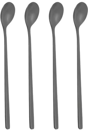 PATIKIL 7inch Teaspoons, 4pcs Long Spoon Coffee Spoon 304 Stainless Steel Long Handle Iced Tea Spoon Tea Spoons for Stirring Cocktail Coffee Bar Set Hot Tea Party, Black