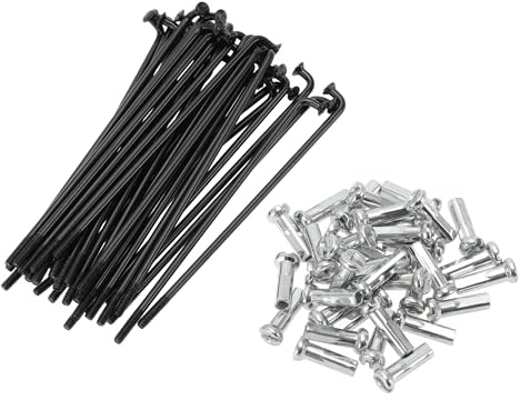 Motoforti Set di Raggi per Bicicletta Universali Raggi Ruota Bici 14G Lunghezza 74mm Acciaio al Carbonio Nero