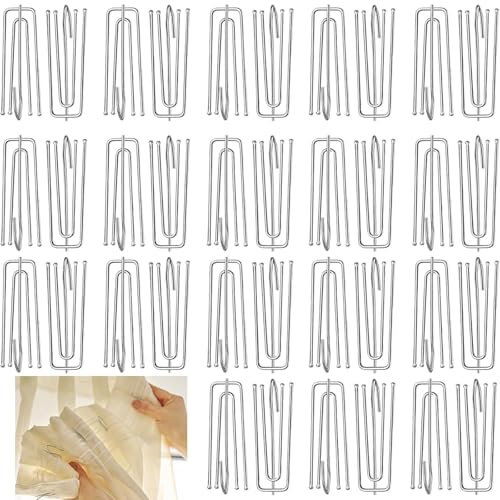 Pinch Pleat Curtain Hooks, 40pcs Metal Curtain Hooks for Heavy Duty Use, Silver Stainless Steel, Ideal for Living Room, Bedroom, Bathroom, Size 2.67in/6.8cm
