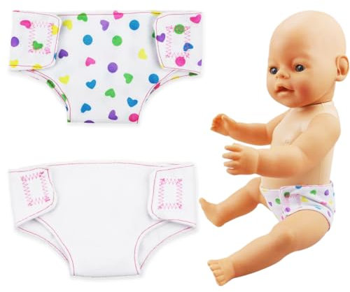 IKOPFLN 2 Stück Babypuppenwindeln, Puppenzubehör Windel, für Babypuppen 35-45 cm, A