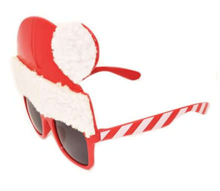 WRITWAA Weihnachtliche Brille Mit Rotem Weihnachtsmütze Design Lustige Partybrille Für Weihnachten Fotorequisiten Und Kostümaccessoires Für Erwachsene Und Perfekte Dekoration Für