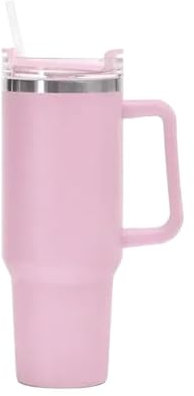 YETGFBH Taza con Pajita,Taza Termo Personalizada Botella de Agua de Acero Inoxidable de 40oz con Tapa con asa, Termo al vacío con Pajita, Taza de café for Coche, Vaso Personalizado(B)