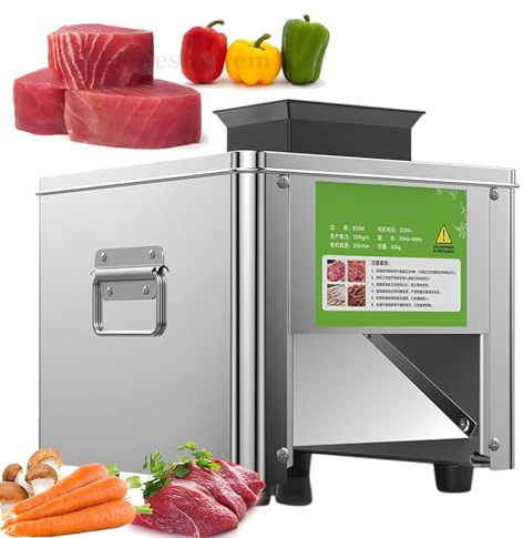 OLSKFUH Tagliatrice per Carne Commerciale da 850 W, 150 kg/H, Elettrica, in Acciaio Inox, per Strisce di Carne, Cubetti, Affettatrice per Verdure, per Ristoranti, Macelleria, Fac,10MM