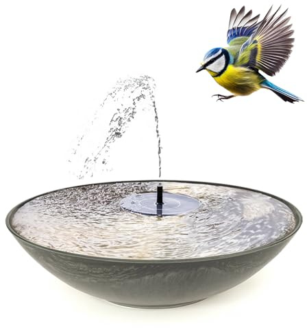 matches21 HOME & HOBBY Outdoor Solar-Brunnen Set - Große 45cm Schale in schwarz als Garten-Brunnen