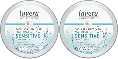 lavera Crema desodorante a base sensible natural y sensible, con aloe vera orgánico y minerales naturales, protección fiable durante 48 horas, cosmética natural, vegana, orgánica (1 x 50 ml)
