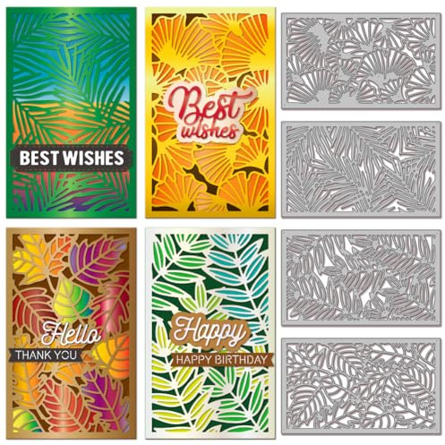 GLOBLELAND Stanzformen Mit Blätter Hintergrund Für DIY Scrapbooking Metall Blätterrahmen Stanzformen Tropische Blätter Stanzungen Für Kartenherstellung Prägung Fotoalbum Basteldekor