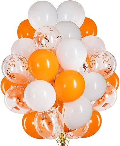 We Moment Zone 12 Zoll Luftballons orange und weiß，orange Party Latex Ballons Konfetti Luftballons für Geburtstag Babyparty Graduierung Hochzeit Verlobung Party Deko，50 Stück