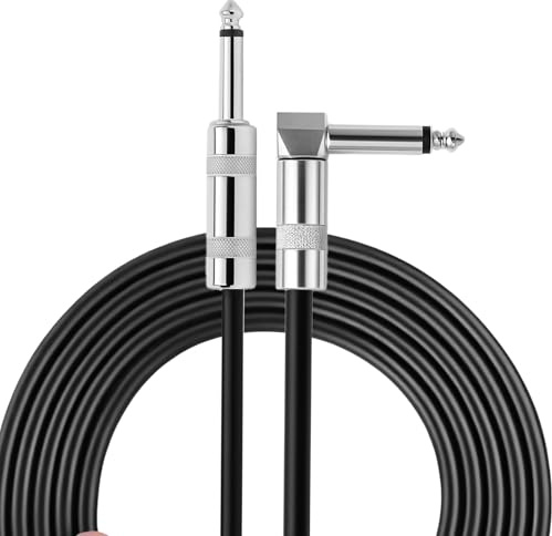 Lunpoem Cavo Chitarra 3 metri, Professionale Jack 6,35mm Dritto e Angolato, Cavo Strumenti Musicali Elettrici per Basso, Tastiera, Mixer, Amplificatore e Apparecchiature Audio Nero