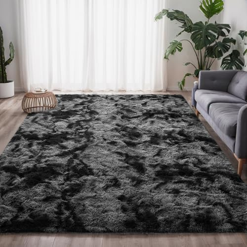 CEYIRO Tapis Salon Tapis Chambre 160x230CM, Dessous Antidérapant, Doux Moelleux (Gris foncé, 160x230cm)
