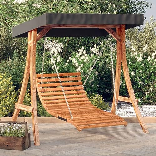Balancelle Hollywood en bois massif finition teck avec auvent, ensemble de balançoire de jardin, chaise de terrasse, hamac de jardin, mobilier de jardin relaxant 3200626
